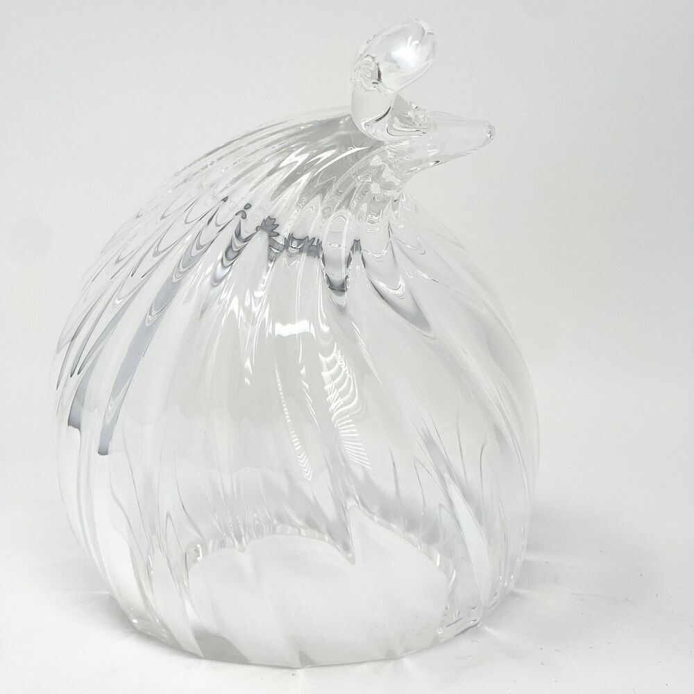 Vintage Steuben Crystal Glass Ribbed Quail Figurine Sculpture Paul Schulze 5”